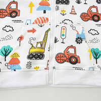 Sweat-shirt à capuche pour enfants en coton mélangé avec imprimé camion de chantier, fermeture éclair, chaud pour l'hiver, avec poches