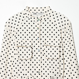 PB&ZA Wanita 2026 Musim Panas Gugur Jaket Polkadot Retro Lengan Panjang Kerah Tegak Jaket Kasual Mantel Bernapas - Product Image 4