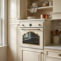 Four électrique à convection encastrable Cavallo Retro en acier inoxydable avec finition laiton antique, capacité 58L, efficacité énergétique A+, simple