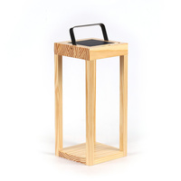 Lampes solaires d'extérieur, pour jardin, jardin, sol suspendu, patio, éclairage, lanternes à LED, voie à énergie solaire, cadre en bois, style naturel