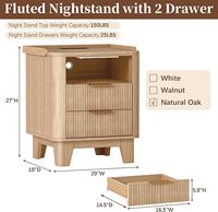 Table de chevet moderne convertible en bois, extensible, avec 2 tiroirs pour le rangement de la chambre
