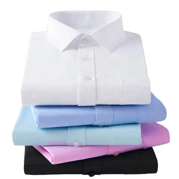 Custom wholesale Gentleman Full Formal Long Sleeve Plain Tee Plus Size Men Dress Clothing causal Shirts