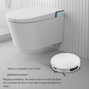 En gros OEM WC intelligent en céramique mural avec réservoir d'eau intégré dissimulé, capteur de pied, siphon en P et siège chauffant - Product Image 3