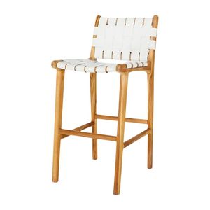 Silla de Comedor Moderna de Madera con Asiento y Respaldo de Tela Blanca Tejida, Muebles para Exteriores y Hogar, Diseño Minimalista - Product Image 3