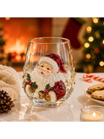 Mug en verre à motif Père Noël avec bord doré, design minimaliste moderne, tasse en verre portable pour la décoration de la maison et les cadeaux de fête