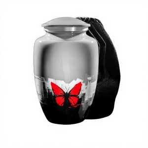 Urne funéraire papillon pour cendres, pour femmes et hommes, urne décorative rose, grande urne rose perlé avec sac en velours gratuit - Product Image 1