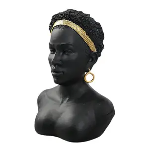 รูปปั้นครึ่งตัวสีดำทองแอฟริกันสุดสร้างสรรค์,รูปปั้นเรซินอเมริกันแอฟริกันสำหรับตกแต่งห้องรับแขกห้องนอน