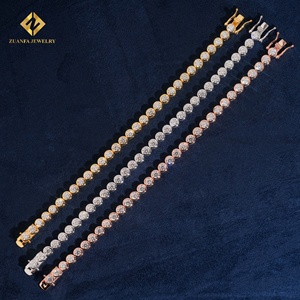 Bracelets de tennis de luxe unisexes ZUANFA JEWELRY en moissanite, argent 925 plaqué or 18 carats, taille brillant rond 4MM, sertissage clos - Product Image 6