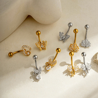Anneaux de nombril Maina tendance saisonnière, style plage estival, étanches, en zircon, à filetage externe, bijoux de piercing corporel pour le nombril