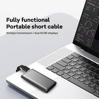 Cable de Datos USB Tipo C a Tipo C de 240W, Cable Corto FPC, Transferencia de Datos 80G 8K, Carga Rápida de 5A, Material TPE para Laptop/Teléfono
