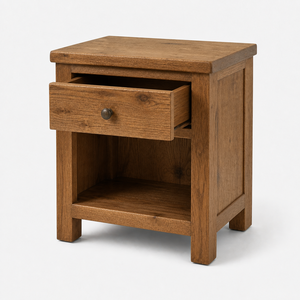 French-Style 1-Drawer <b>Bedside</b> Table with Bottom <b>Shelf</b> Oak & White Finish Fully Assembled Bedroom Furniture 48x38x58 cm - Product Image 2