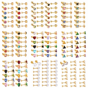 Hypoallergenic Stainless Steel 14K 18k Gold Plated Screw <b>Earring</b> for Women Girls Jewelry - Product Image 1