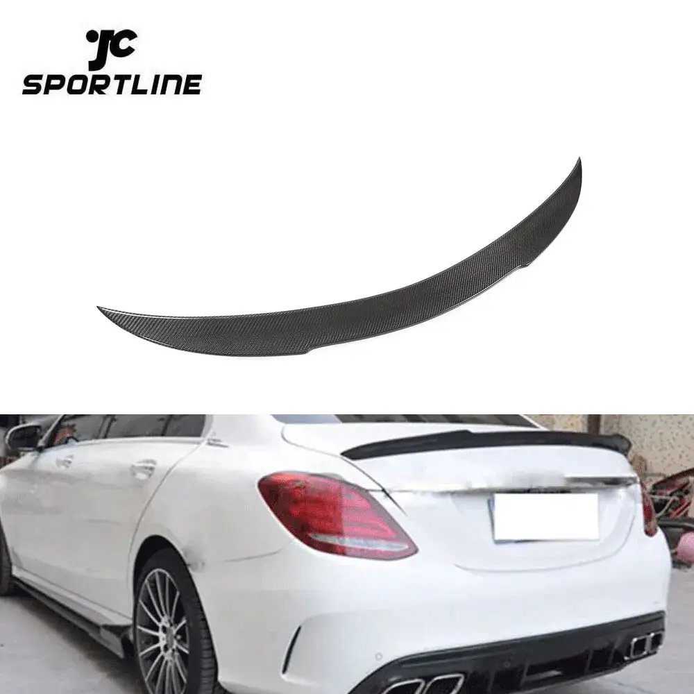 JCSportline W205 Belakang Sepatu Spoiler untuk Mercedes-Benz C Class W205 C43 C63 AMG S Sedan 4 Pintu 2015-2020