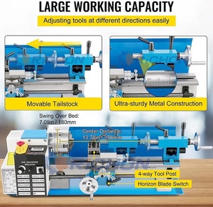 7 "x 14" Mini torno husillo diámetro 32mm Mini Mesa portátil Manual máquina de torno de Metal - Product Image 3