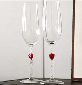 Wholesale Customized Hand Blown Love Heart <strong>Champagne</strong> Goblet <strong>Luxury</strong> <strong>Flute</strong> <strong>Champagne</strong> Coupe <strong>Flute</strong> for Wedding Party - Product Image 2