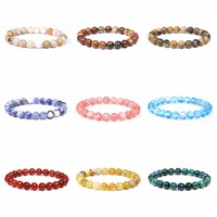 Pulsera Elástica de Cuentas de Semillas de 8 mm con Piedras Preciosas Semipreciosas Naturales para Sanación con Cristales, Protección Energética, Equilibrio de Chakras, Regalo, Venta al por Mayor
