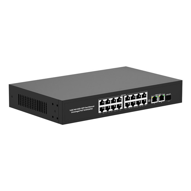 High Performance 16 RJ45 2 Uplink 1 SFP Full Gigabit POE Switch for School Classroom IP Camera
