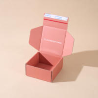Caja de Envío con Cierre de Cremallera Rosa Impresa Personalizada con Tira Desprendible, Cajas de Embalaje de Cartón Corrugado de Papel Reciclado para Joyería