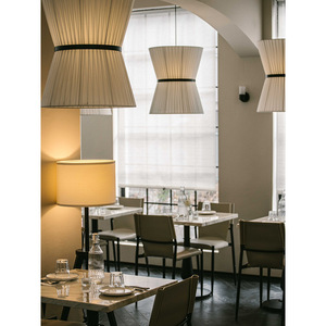Lustre rond en tissu blanc de style chinois moderne, luminaire LED anti-éblouissement pour restaurant, bar, hôtel, décoration - Product Image 4