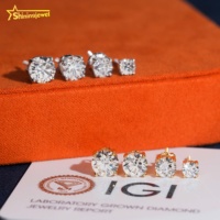 Boucles d'oreilles à visser en argent massif 925 plaqué rhodium, serties de diamants de laboratoire HPHT/CVD taille brillant, bijoux glacés