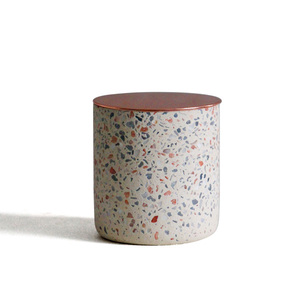 Pot de bougie parfumée imprimé personnalisé en vrac mat terrazzo béton bougie récipient 10 OZ - Product Image 5
