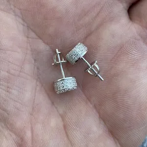 Pendientes de tuerca de moissanita de Plata de Ley 925, joyería de lujo