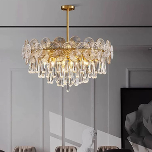 Lámpara de araña de cristal moderna, gota de agua, hoja de loto, para sala de estar/comedor/Villa, accesorio de iluminación LED regulable - Product Image 5