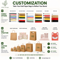 Petits sacs cadeaux en papier kraft avec poignées, logo personnalisé, emballage pour bijoux, sacs en papier pour boutique de détail