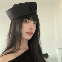 Chapeau de marin noir à dessus plat en gros avec fleur 3D et logo personnalisé, style gothique vintage pour fête d'Halloween