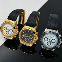 Jam Tangan Mewah Multifungsi Kustom yang Dimodifikasi dengan Tali Karet, Casing Baja Tahan Karat, Kronograf Kuarsa, Timer, Jarum 20mm