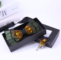 Personnalisé à la main naturel plume noeud papillon broche épinglette pour hommes cadeau fête de mariage smoking cravate Costume vêtement accessoire