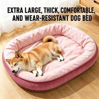 Coussin ergonomique pour chien en mousse, avec bordure en velours côtelé doublée de peluche, imperméable et respirant, pour chiens et chats de taille moyenne à grande, vente en gros