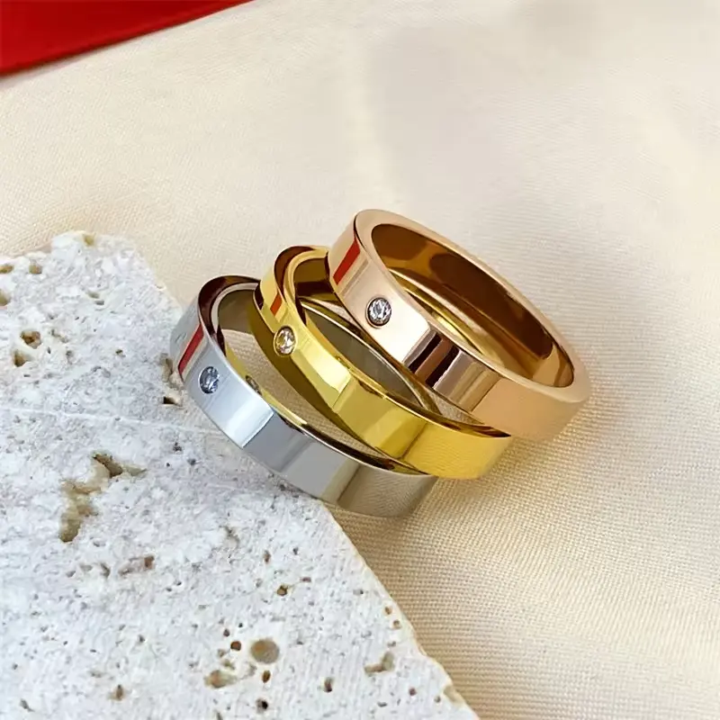 Gepersonaliseerde Titanium Stalen Paar Ringen Roestvrij Staal Rose Goud High-End Merk Handtekening Ringen Sieraden