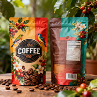 Sacs à café à fond plat personnalisés de 4 oz, 12 oz, 16 oz, 5 lb, refermables, avec valve, pour l'emballage des grains de café