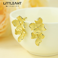 Boucles d'oreilles clous élégantes et simples, couleur or, motif floral, à la mode, inaltérables, pour mariées, cadeau de mariage