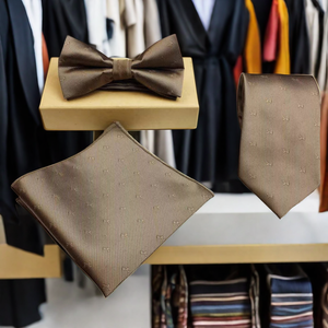 3-mảnh sợi nhỏ Polyester Mô hình động vật Tie Bộ quà tặng bao gồm Gà con chó Ngựa Túi vuông Bowtie - Product Image 6