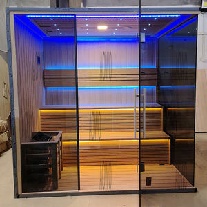 Sauna infrarouge sauna extérieur cadre en acier inoxydable personnalisé verre noir thérapie par la lumière rouge <span class=keywords><strong>vichy</strong></span> <span class=keywords><strong>spa</strong></span> à vapeur halo thérapie au sel - Product Image 1