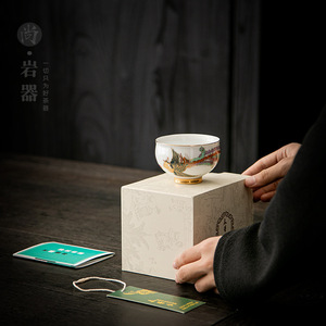 Dehua White Porcelain Master Cup Gold Handle Tasting Cup Kung Fu <b>Tea</b> Set Gift <b>Box</b> Souvenir Teacup - Product Image 2
