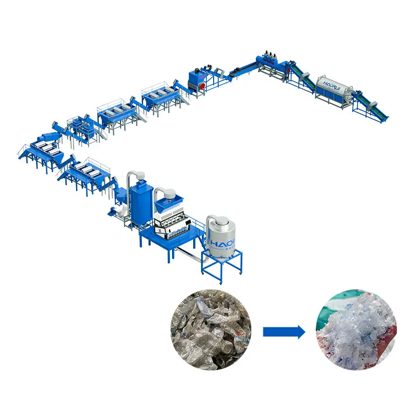Pet Bottle Crushing Washing Line for Manufacturing Plant Includes Floating Washing Tank Recycled Polyester Staple Fiber Making