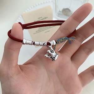 Crown Shaped Red <b>Rope</b> <b>Bracelet</b> S925 Sterling Silver Unisex Jewelry Gift - Product Image 1