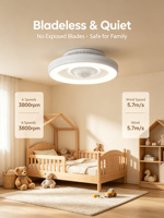 Ventilateur sans pales Yeyun avec purificateur d'air, variateur d'intensité LED, 6 vitesses, pour la maison