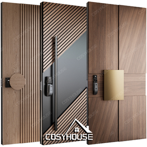 Modern Solid Wood Exterior Front Entry Door Waterproof Wooden Entrance Door for House - Product Image 1