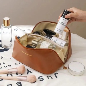 Trousse à cosmétiques de grande capacité avec fermeture éclair, design cube, couleur unie, organisateur de maquillage pour le rangement à domicile, printemps 2024 - Product Image 1