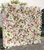 Promo Spesial Dinding Bunga Artifisial Gulung Mewah Custom Pink & Putih untuk Latar Belakang Pernikahan