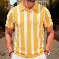 Polo tricoté sur mesure pour homme, col rabattu, rayé, coupe ajustée, respirant, style décontracté chic, mode urbaine, directement de l'usine