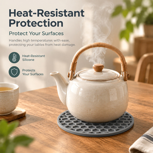 OEM Custom Logo Honeycomb Silicone Coaster Set <b>Heat</b> <b>Resistant</b> Non-Slip Water Draining <b>Table</b> <b>Protector</b> Mat BPA Free - Product Image 4