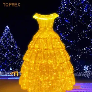 Gaun Putri Gelembung 3D Gaya Istana Kustom TOPREX Lampu LED Motif Akrilik