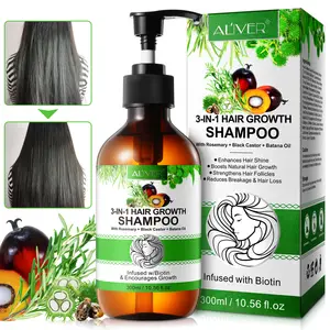 ALIVER label pribadi sampo penumbuh rambut, minyak rosemary hitam Jamaika moq rendah