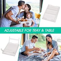 Escritorio de bambú blanco, mesa de bandeja plegable para desayuno, aperitivos, comidas, trabajo en sofá cama como soporte de ordenador portátil