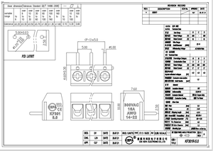 מחבר בלוק מסופי בורג KEFA PCB דגם KF301 מרווח 5.0 מ\\\"מ 14-22 AWG 16A נחושת - Product Image 4